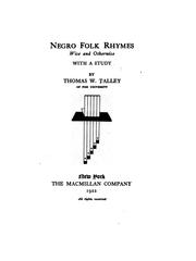 Cover of: Negro folk rhymes: wise and otherwise