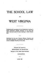 Cover of: The school laws of West Virginia, 1921.