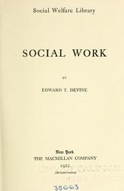 Cover of: Social work