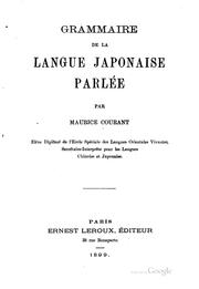 Cover of: Grammaire de la langue japonaise parlée