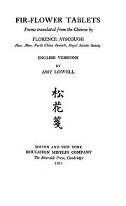 Cover of: Fir-flower tablets: poems translated from the Chinese