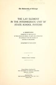 Cover of: The lay element in the intermediate unit of state school systems ...