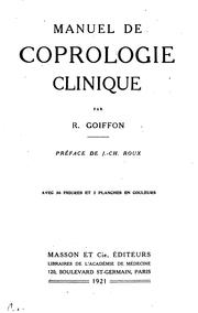 Manuel de coprologie clinique by René Goiffon