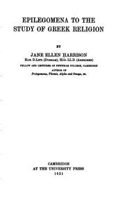 Cover of: Epilegomena to the study of Greek religion by Jane Ellen Harrison