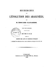 Cover of: Recherches sur l'evolution des araignées