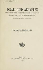 Cover of: Israel und Aegypten: die politischen beziehungen der könige von Israel und Juda zu den Pharaonen