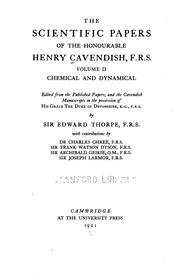 Cover of: The scientific papers of the Honourable Henry Cavendish ...