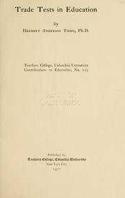 Cover of: Trade tests in education by Herbert Anderson Toops