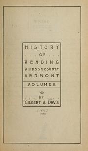 Cover of: History of Reading, Windsor County, Vermont.: Vol. II.
