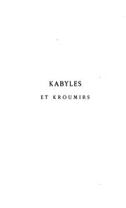 Cover of: Kabyles et Kroumirs.