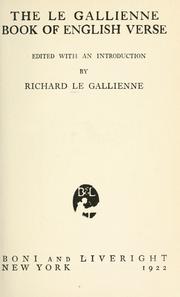 Cover of: The Le Gallienne book of English verse