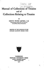 Cover of: Manual of collections of treaties: and of collections relating to treaties.