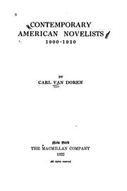 Cover of: Contemporary American novelists, 1900-1920.