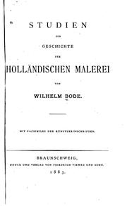 Cover of: Studien zur Geschichte der holländischen Malerei