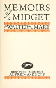Cover of: Memoirs of a midget. by Walter De la Mare