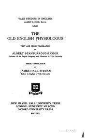 Cover of: The Old English Physiologus