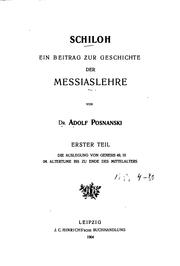 Cover of: Schiloh: ein beitrag zur geschichte der messiaslehre