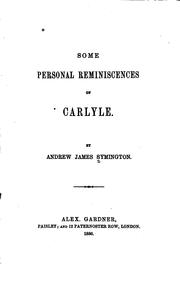 Cover of: Some personal reminiscences of Carlyle