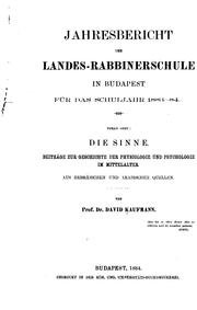 Cover of: Die sinne.: Beiträge zur geschichte der physiologie und psychologie im mittelalter, aus hebräischen und arabischen quellen.