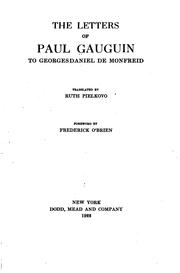 Cover of: The letters of Paul Gauguin to Georges Daniel de Monfreid by Paul Gauguin