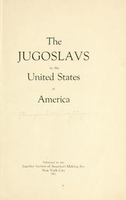 Cover of: The Jugoslavs in the United States of America.