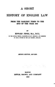 Cover of: A short history of English law: from the earliest times to the end of the year 1919