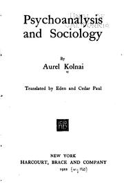 Cover of: Psychoanalysis and sociology