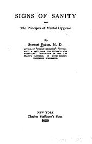Cover of: Signs of sanity and the principles of mental hygiene