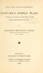 Cover of: Nature's simple plan by Chauncey Brewster Tinker