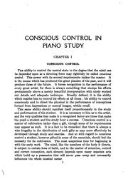 Cover of: Conscious control in piano study