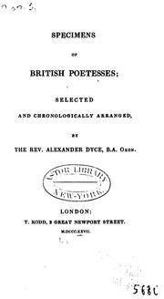 Cover of: Specimens of British poetesses