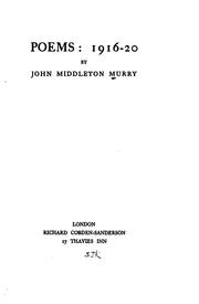 Cover of: Poems, 1916-20 | John Middleton Murry