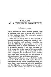 Cover of: Entropy as a tangible conception by Sidney Gordon Wheeler