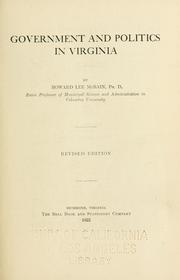 Cover of: Government and politics in Virginia by Howard Lee McBain, Howard Lee McBain