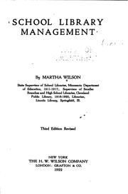 Cover of: School library management by Martha Wilson