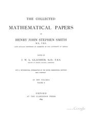Cover of: The collected mathematical papers of Henry John Stephen Smith ...
