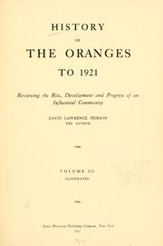 Cover of: History of the Oranges to 1921 by Pierson, David Lawrence