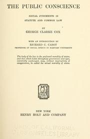 Cover of: The public conscience by George Clarke Cox