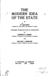 Cover of: modern idea of the state