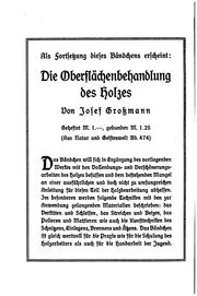 Cover of: Das Holz: seine Bearbeitung und seine Verwendung