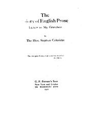 The glory of English prose by Coleridge, Stephen