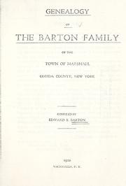 Cover of: Genealogy of the Barton family of the town of Marshall, Oneida County, New York