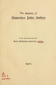 Cover of: The ancestry of Geneviève Jadot Anthon