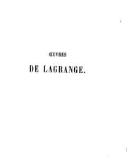 Cover of: Œuvres de Lagrange by Joseph Louis Lagrange