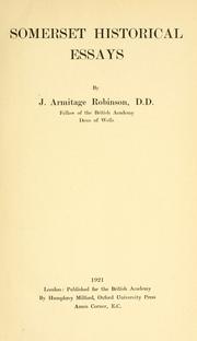 Cover of: Somerset historical essays by J. Armitage Robinson