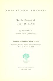 Cover of: To the summit of Cardigan