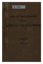 Cover of: List of references on the history of the West by Frederick Jackson Turner