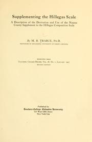 Cover of: Supplementing the Hillegas scale: a description of the derivation and use of the Nassau County supplement to the Hillegas composition scale