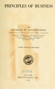 Cover of: Principles of business | Charles W. Gerstenberg