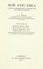 Cover of: Age and area by J. C. Willis